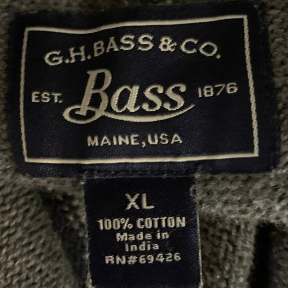 GH Bass & CO Men’s Gray Sweater 3/4 Zipper 100% Cotton Fishing Top - Picture 5 of 10